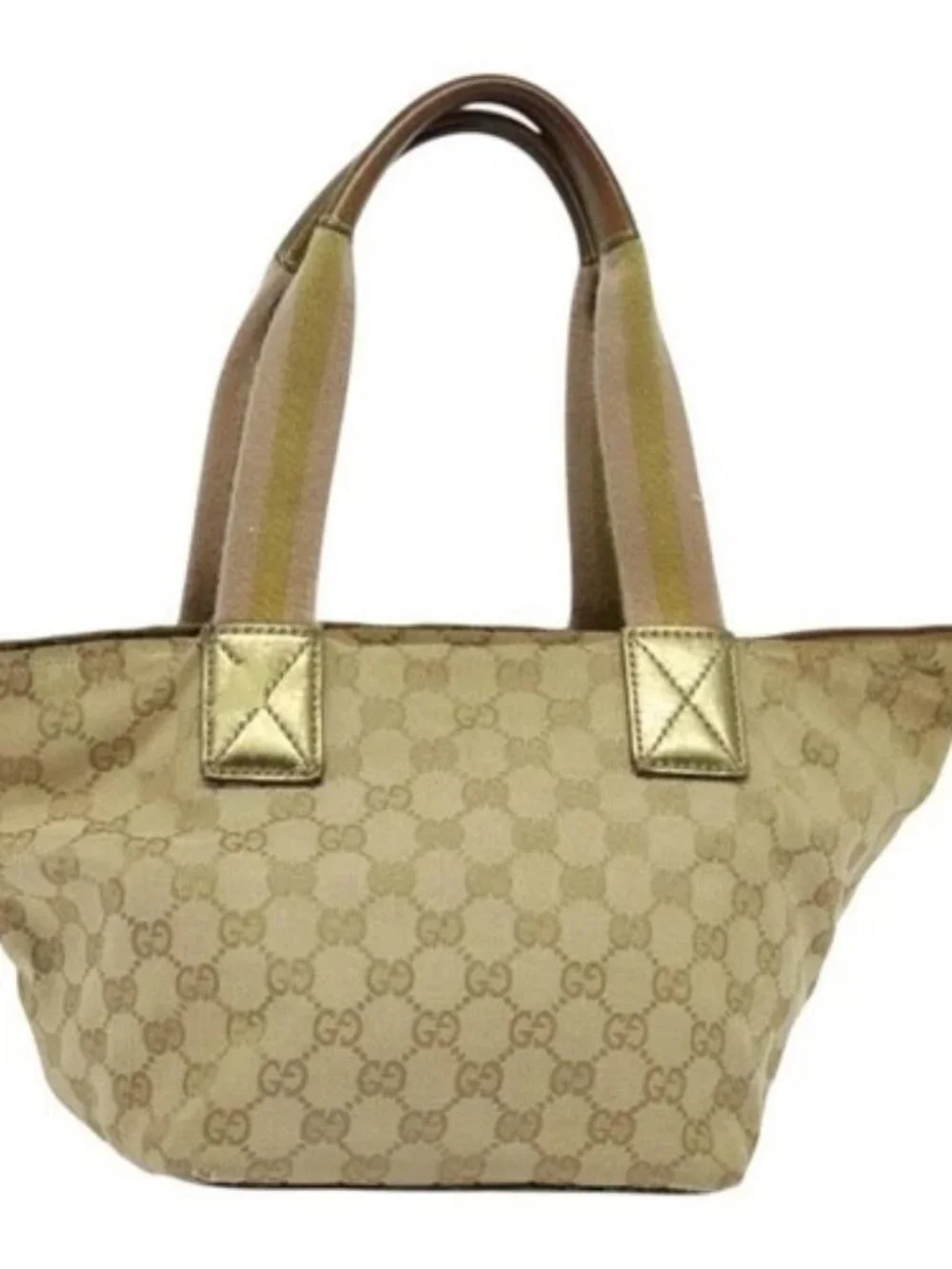 GUCCI GG Canvas Sherry Line Hand Bag Beige Gold pink 131228 Auth ac3698 - Picture 2 of 15